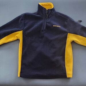Old Navy Kids Fleece Quarter Zip Pullover Navy Yellow Size 8